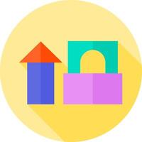 A flat icon of a building and a ladder vector
