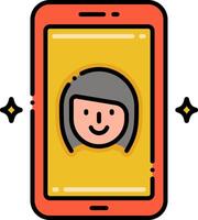 A woman is on the screen of a phone vector