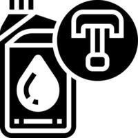 A black and white icon of a bottle and a wrench vector