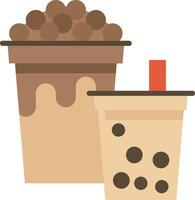 Two cups of bubble tea with a straw vector