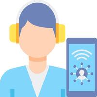Call center agent with headset and smartphone vector
