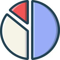 A pie chart icon with a red and blue section vector