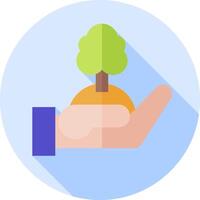 A hand holding a small tree in a flat design vector