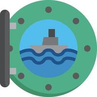 A ship is in the water and is in the porthole vector