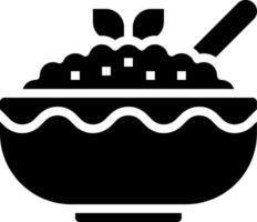 A black and white illustration of a bowl of rice vector