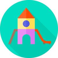 A colorful playground with a slide and a house vector