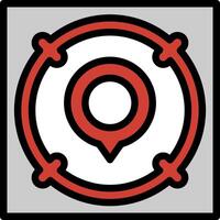 A red and black circle with a pin in it vector