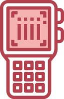 A red and white phone icon with a red background vector