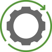 A gear wheel with a green arrow pointing to it vector