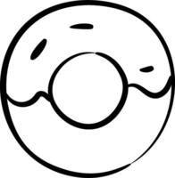 A donut is drawn in black and white vector