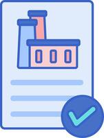 A check mark and a factory icon vector