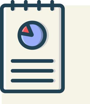 A notebook with a pie chart on it vector