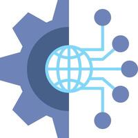 A globe and a gearwheel with a globe in the center vector