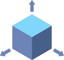 A blue cube with arrows pointing to it vector