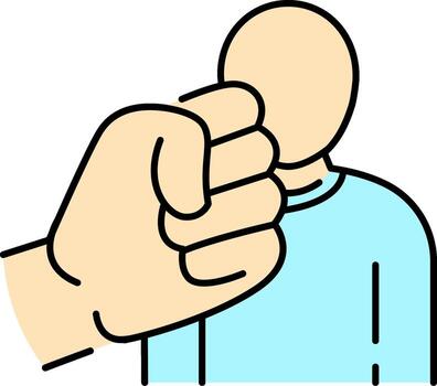 A person is pointing at another person with a fist vector