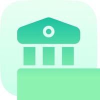 A green icon with a building and a clock vector