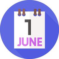 A calendar with the number 1 june on it vector