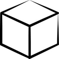 A black and white drawing of a cube vector