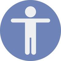 A blue circle with a white man standing in it vector