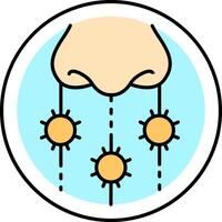 A cartoon of a nose with suns on it vector