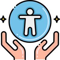 A person holding a blue sphere with a man inside vector