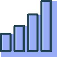 A bar chart with a line going up vector