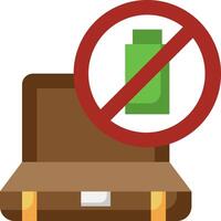 A suitcase with a battery in it and a no battery sign vector