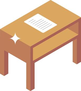 An illustration of a desk with a paper on it vector