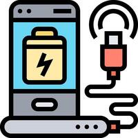 Mobile phone charging and battery icon vector
