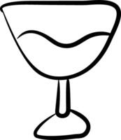 A black and white drawing of a glass of wine vector