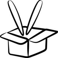 A black and white drawing of a box with two forks vector