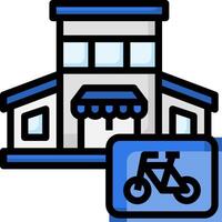 A bicycle is parked in front of a building vector