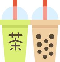Two cups of bubble tea with straws and straws vector