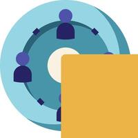 A circle with people in it and a yellow piece of paper vector