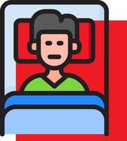 A man in a hospital bed with a red and green background vector