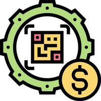 A dollar sign and a qr code vector