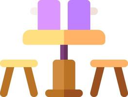 A table and chairs with a table cloth vector