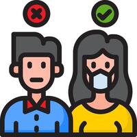 A man and woman wearing masks with a check mark vector