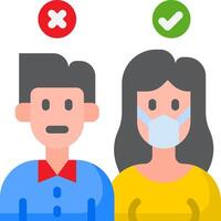 A man and woman wearing masks with a check mark vector