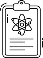 Clipboard with an atom on it, with a black outline vector