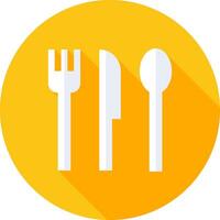 A flat icon of a fork, spoon and knife vector