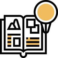 A map pin is placed on top of a book vector