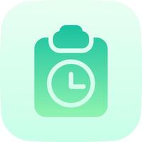A green and white icon with a clock on it vector
