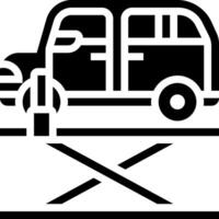 A van is parked on a platform with a cross vector