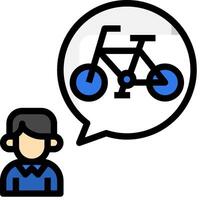 A man is talking to a bicycle in a speech bubble vector