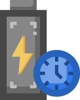A battery and clock icon with a lightning bolt vector