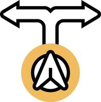 A yellow arrow pointing to the left and right vector
