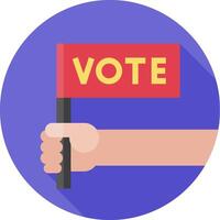 A hand holding a vote sign on a purple background vector
