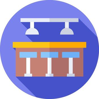 A flat icon of a building with a clock on top vector