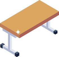 An illustration of a table with wheels vector